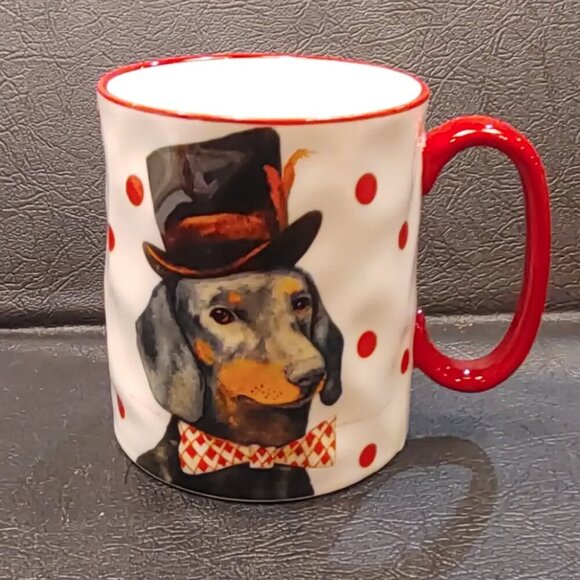 Dog with Top Hat in Tux with Red Handle Coffee Cup - Picture 2 of 6